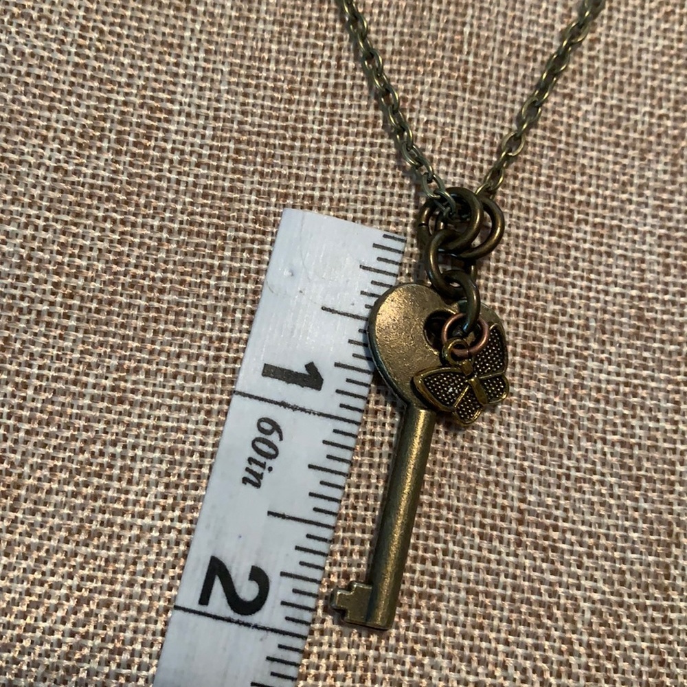 Butterfly Key Necklace 24” Chain Handmade - Picture 5 of 8
